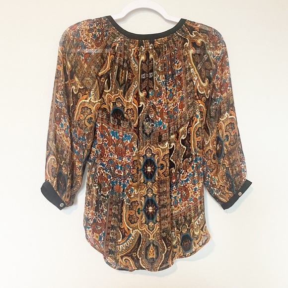 Anthropologie Blouse Meadow Rue Marya Paisley Print Peasant Top Boho Fall Sz XS - Picture 12 of 14